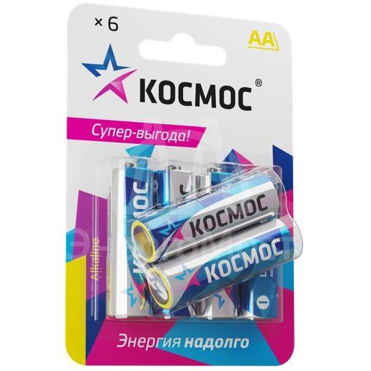 Элемент питания алкалиновый AA/LR06 BP-6 (блист.6шт) КОСМОС KOCLR6BL6