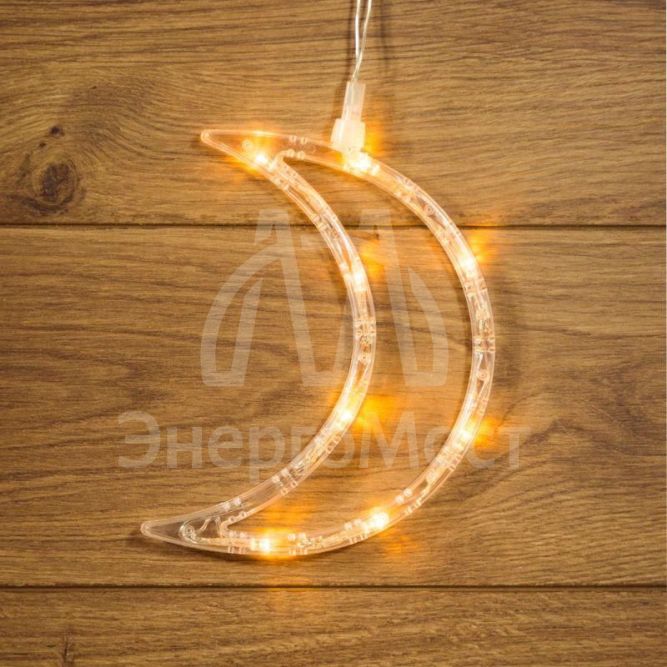 Фигура светодиод. &amp;quot;Месяц&amp;quot; на присоске (батарейки 3хААА в компл.) 8LED 185х145х10мм тепло-бел. 1Вт 4.5В IP20 NEON-NIGHT 501-014