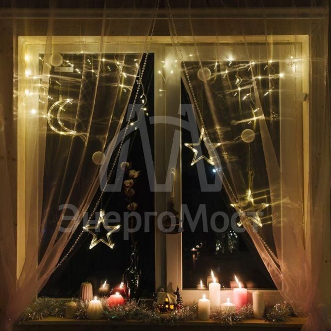 Фигура светодиод. &amp;quot;Месяц&amp;quot; на присоске (батарейки 3хААА в компл.) 8LED 185х145х10мм тепло-бел. 1Вт 4.5В IP20 NEON-NIGHT 501-014