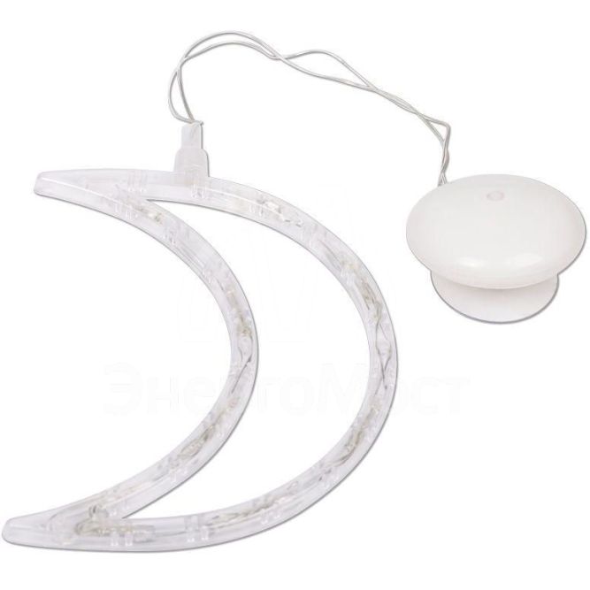 Фигура светодиод. &amp;quot;Месяц&amp;quot; на присоске (батарейки 3хААА в компл.) 8LED 185х145х10мм тепло-бел. 1Вт 4.5В IP20 NEON-NIGHT 501-014