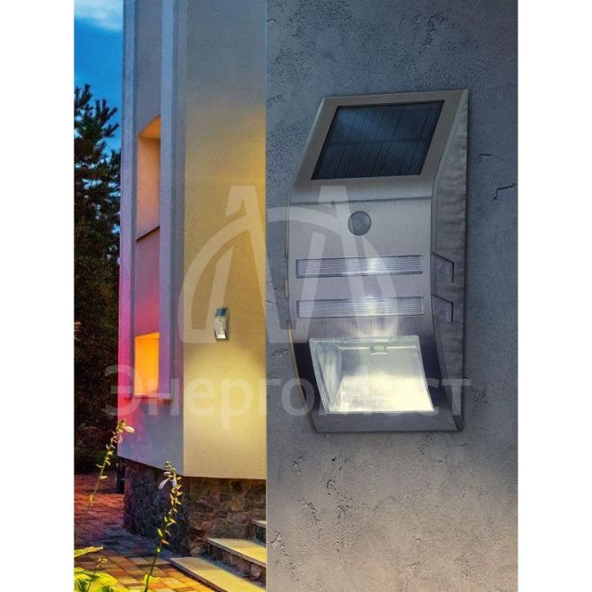 Светильник фасадный ERAFS012-26 Хром 3LED 50лм солнечная батарея ЭРА Б0044252