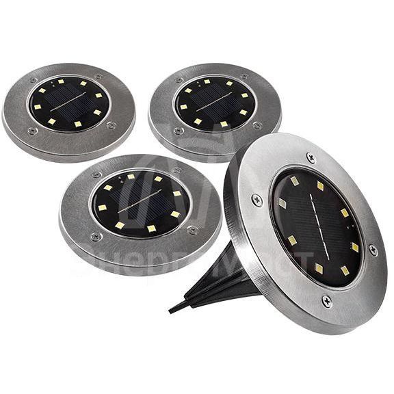 Светильник светодиодный SLR-S14 8SMD грунтовый IP44 корпус нерж. сталь солнечная батарея (уп.4шт) ФАZА 5041011