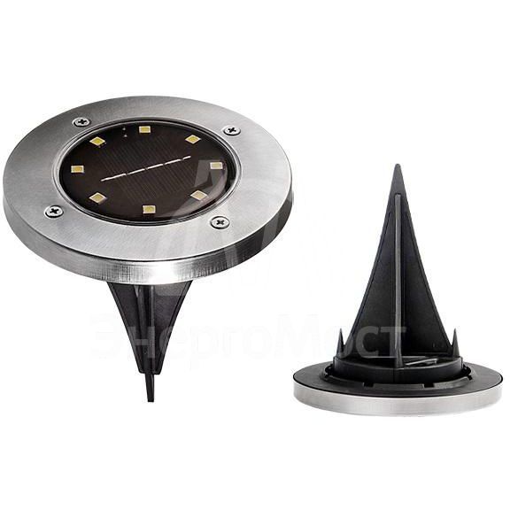 Светильник светодиодный SLR-S14 8SMD грунтовый IP44 корпус нерж. сталь солнечная батарея (уп.4шт) ФАZА 5041011