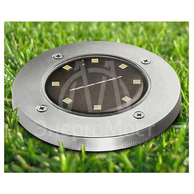 Светильник светодиодный SLR-S14 8SMD грунтовый IP44 корпус нерж. сталь солнечная батарея (уп.4шт) ФАZА 5041011