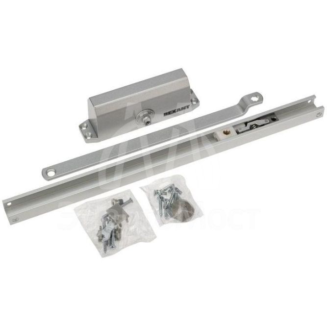 Доводчик дверной со скользящей тягой для установки на дверь весом до 65кг Rexant 46-0511