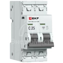 Выключатель автоматический модульный 2п 25А C 4.5кА ВА 47-63N PROxima EKF M634225C