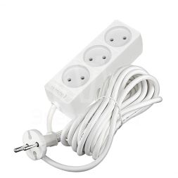 Удлинитель 3х5м без заземл. 10А IP20 2.2кВт ПВС 2х0.75 бел. DOMTOK 2372