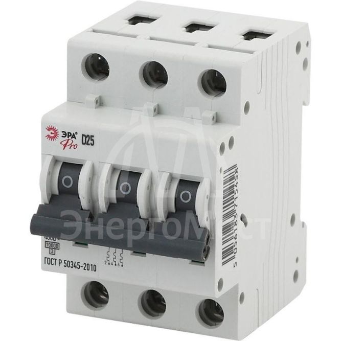 Выключатель автоматический модульный 3п D 25А ВА47-100 Pro NO-901-39 ЭРА Б0031809
