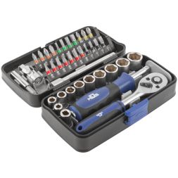 Мини-набор инструмента (биты; головки; вороток; удлинитель) 38шт пластиковый кейс MOS 65000М