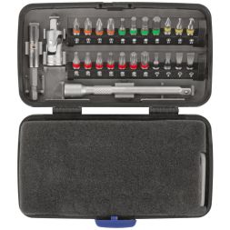 Мини-набор инструмента (биты; головки; вороток; удлинитель) 38шт пластиковый кейс MOS 65000М