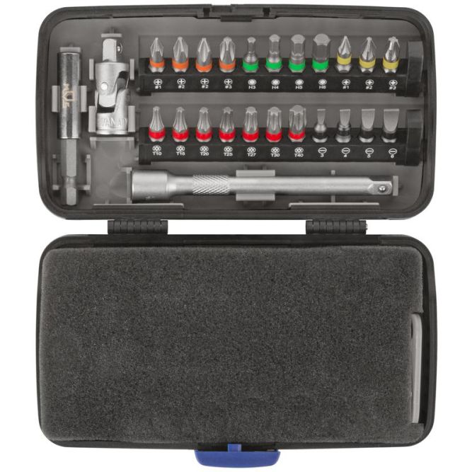 Мини-набор инструмента (биты; головки; вороток; удлинитель) 38шт пластиковый кейс MOS 65000М