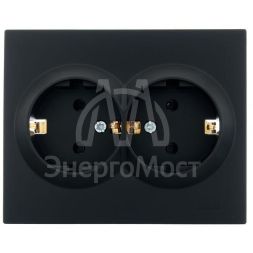 Розетка 2-м СП VESNA с заземл. со шторками ПБТ черн. бархат LEZARD 742-4200-178B
