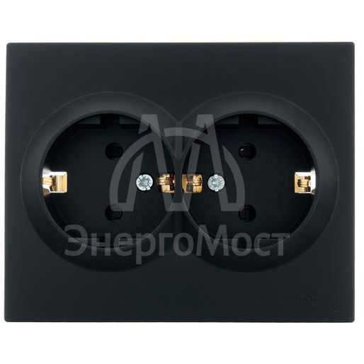 Розетка 2-м СП VESNA с заземл. со шторками ПБТ черн. бархат LEZARD 742-4200-178B