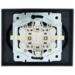 Розетка 2-м СП VESNA с заземл. со шторками ПБТ черн. бархат LEZARD 742-4200-178B