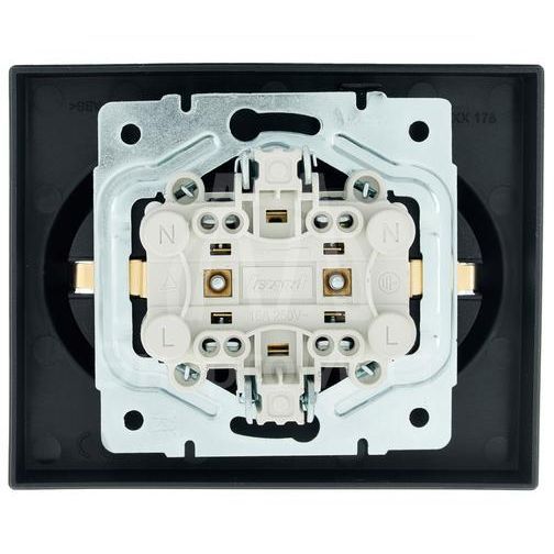 Розетка 2-м СП VESNA с заземл. со шторками ПБТ черн. бархат LEZARD 742-4200-178B