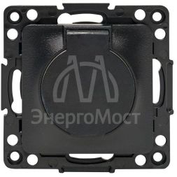 Розетка 1-м СП Стокгольм 16А IP44 с заземл.защ. шторки с крышкой механизм черн. PROxima EKF EZR16-028-10-44