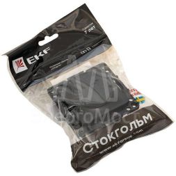 Розетка 1-м СП Стокгольм 16А IP44 с заземл.защ. шторки с крышкой механизм черн. PROxima EKF EZR16-028-10-44