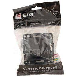 Розетка 1-м СП Стокгольм 16А IP44 с заземл.защ. шторки с крышкой механизм черн. PROxima EKF EZR16-028-10-44