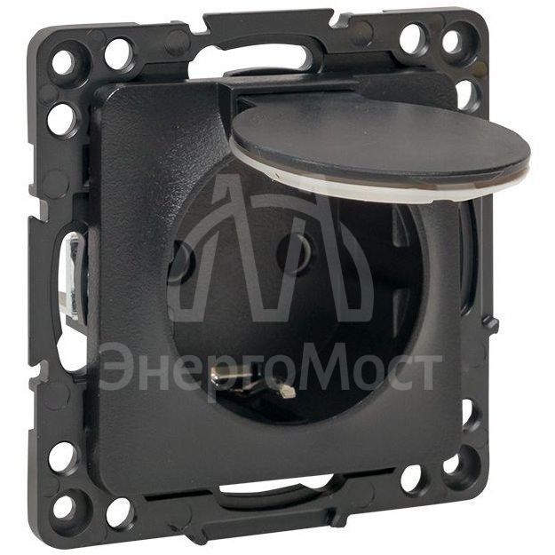 Розетка 1-м СП Стокгольм 16А IP44 с заземл.защ. шторки с крышкой механизм черн. PROxima EKF EZR16-028-10-44