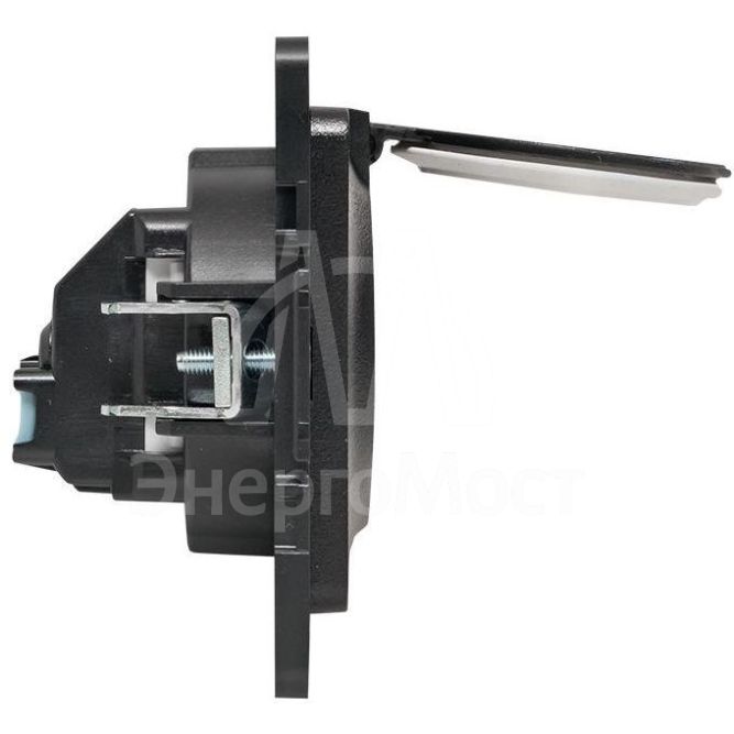 Розетка 1-м СП Стокгольм 16А IP44 с заземл.защ. шторки с крышкой механизм черн. PROxima EKF EZR16-028-10-44