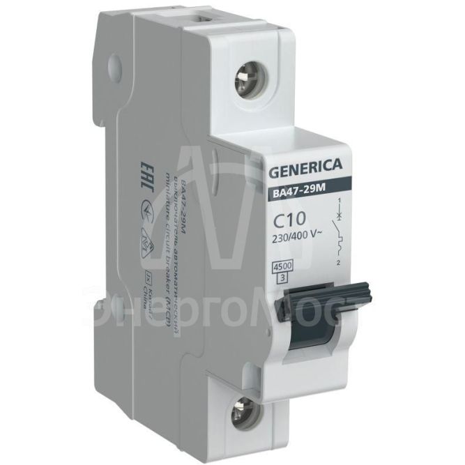 Выключатель автоматический модульный 1п C 10А 4.5кА ВА47-29М GENERICA MVA21-1-010-C-G