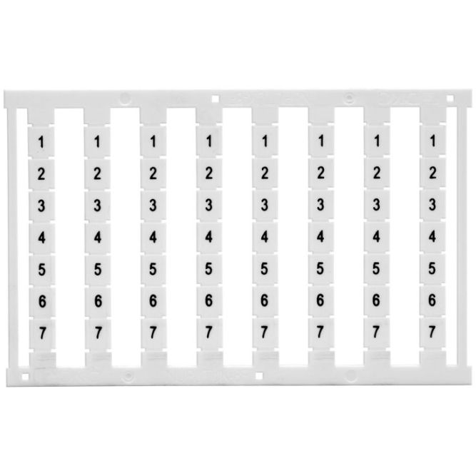 Маркировка для клемм ширина 5мм узкая для клемм Push-in бел. от 13 до 24 вертикальная ориентация 1шт = карта из 96 маркеров (уп.10шт) DKC NUPUTUK-5F-13-24V