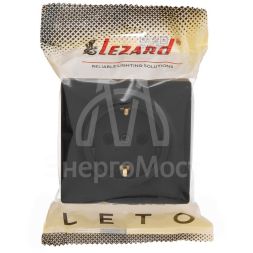 Розетка 1-мест. с заземл. LETO ПБТ черн. бархат LEZARD 752-4200-122B