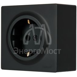 Розетка 1-мест. с заземл. LETO ПБТ черн. бархат LEZARD 752-4200-122B