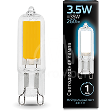 Лампа светодиодная Black 3.5Вт 4100К нейтр. бел. G9 220-240В AC стекло GAUSS 107809203