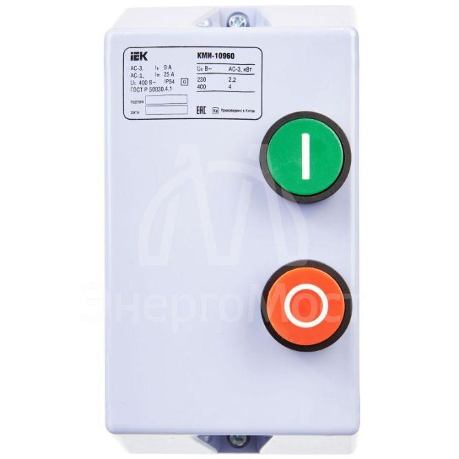 Контактор КМИ-10960 9А 380В/АС3 IP54 IEK KKM16-009-380-00