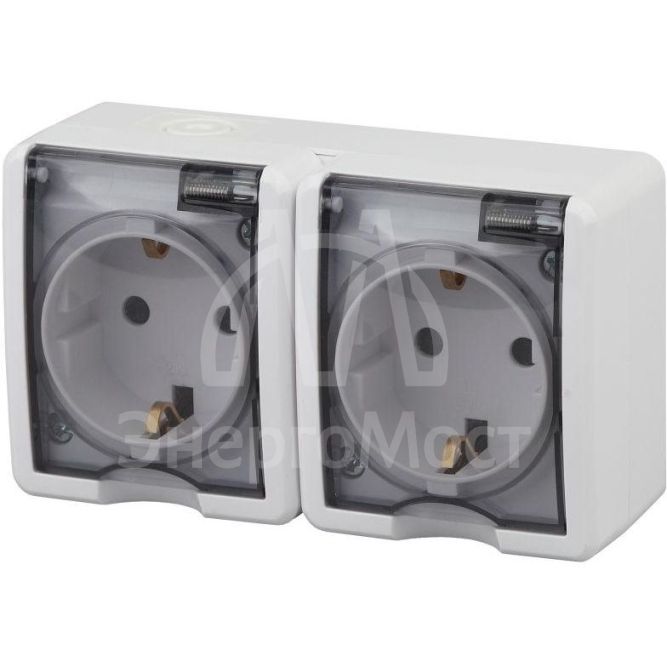 Розетка ОП 11-2403-01 2х2P+E IP54 16АХ-250В Эксперт бел. ЭРА Б0020716
