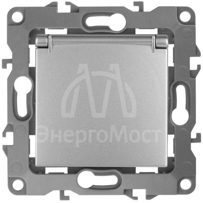 Механизм розетки 1-м СП Эра12 12-2103-03 16А IP20 16AX 250В 2P+E Schuko защ. шторки с крышкой алюм. Эра Б0014695