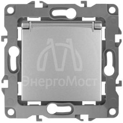 Механизм розетки 1-м СП Эра12 12-2103-03 16А IP20 16AX 250В 2P+E Schuko защ. шторки с крышкой алюм. Эра Б0014695