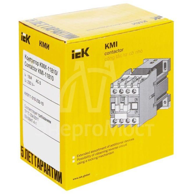 Контактор КМИ-11810 18А 230В/АС3 1НО IEK KKM11-018-230-10
