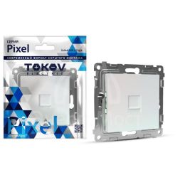 Розетка телефонная 1-м СП Pixel RJ11 механизм перламутр. TOKOV ELECTRIC TKE-PX-RT1-C04