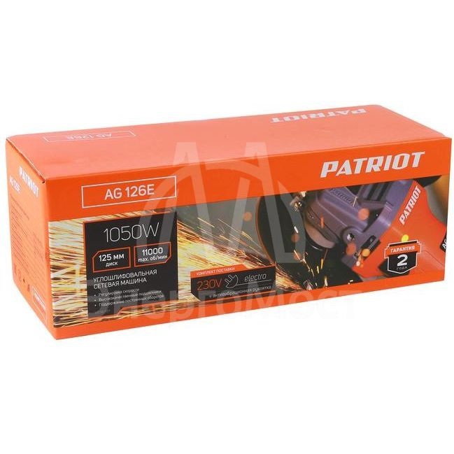 Машина углошлифовальная (УШМ) AG 126E пылезащищенная 1050Вт диск 125мм PATRIOT 110301127