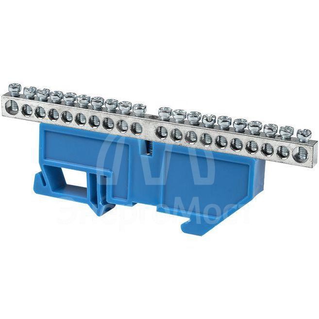 Шина нулевая N 6х9 20 отвер. никель син. изолятор на DIN-рейку PROxima EKF sn1-63-20-d