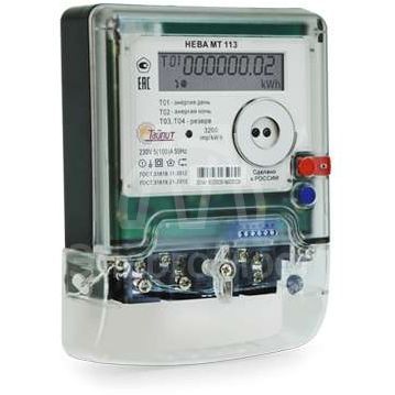 Счетчик НЕВА МТ 113 AS ОР ЖКИ 1ф 5-100А 220В многотариф.; винт Моск. вр. Тайпит 6032799