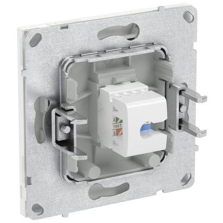 Розетка компьютерная 1-м KANT RJ45 кат.6A без шторки бел. магнолия DKC 7000673