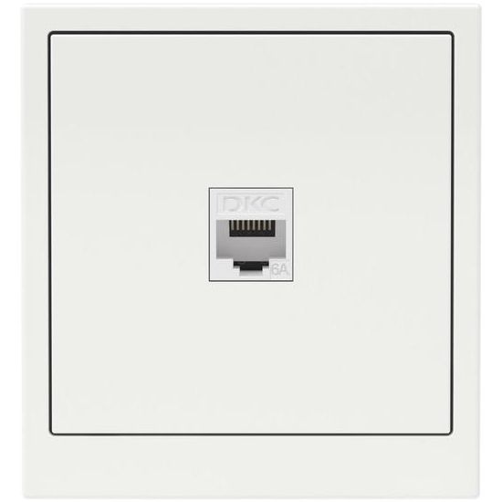 Розетка компьютерная 1-м KANT RJ45 кат.6A без шторки бел. магнолия DKC 7000673
