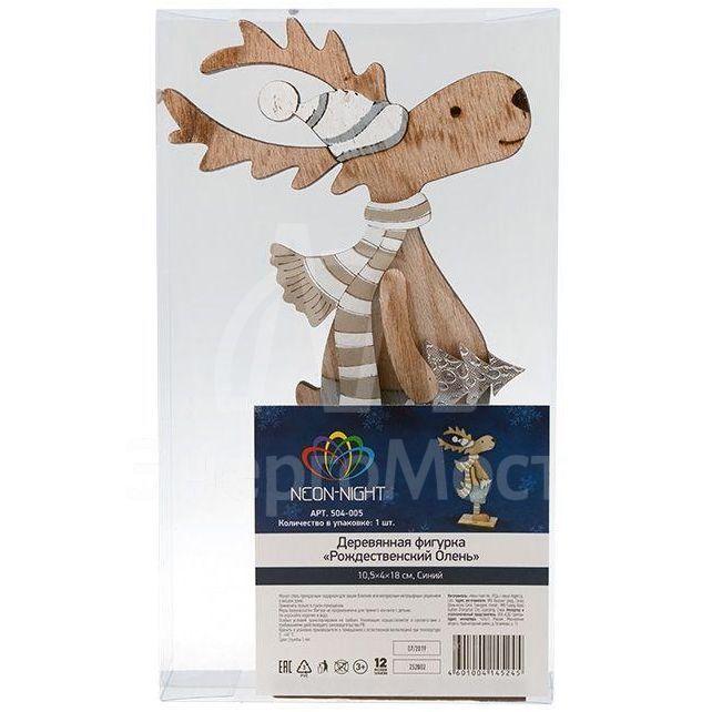 Фигура деревянная &amp;quot;Рождественский Олень&amp;quot; синий 10.5х4х18см NEON-NIGHT 504-005