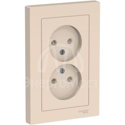 Розетка 2-м AtlasDesign 16А без заземл. в сборе беж. SchE ATN000220