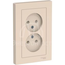 Розетка 2-м AtlasDesign 16А без заземл. в сборе беж. SchE ATN000220