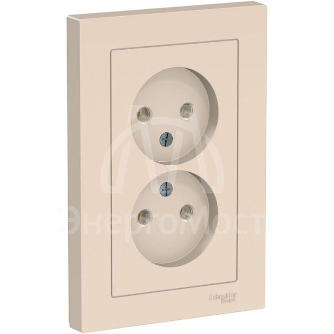 Розетка 2-м AtlasDesign 16А без заземл. в сборе беж. SchE ATN000220