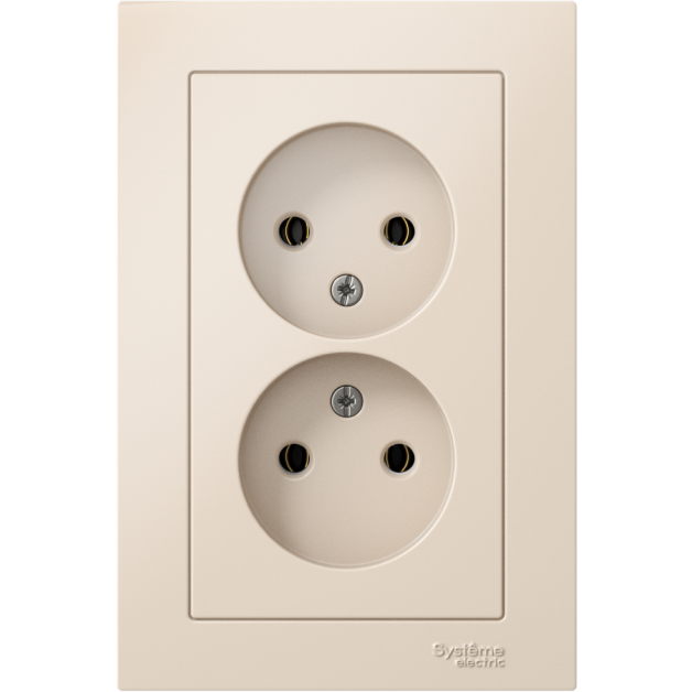 Розетка 2-м AtlasDesign 16А без заземл. в сборе беж. SchE ATN000220