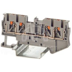 Клемма проходная зажим push-in 4 точки подключения 2.5кв.мм сер. DKC VPR-2.5-QUATTRO-GY