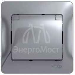 Розетка 1-м СП Glossa 16А с защ. крышкой защ. шторки с заземл. в сборе IP20 алюм. SchE GSL000346