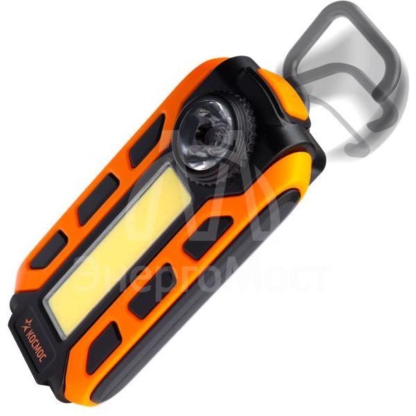 Фонарь-светильник 5ВтCOB+1ВтLED коллимат. линза 3xAAА корпус ABS-пластик магнит крюк зажим рабочая серия КОСМОС KOS703B