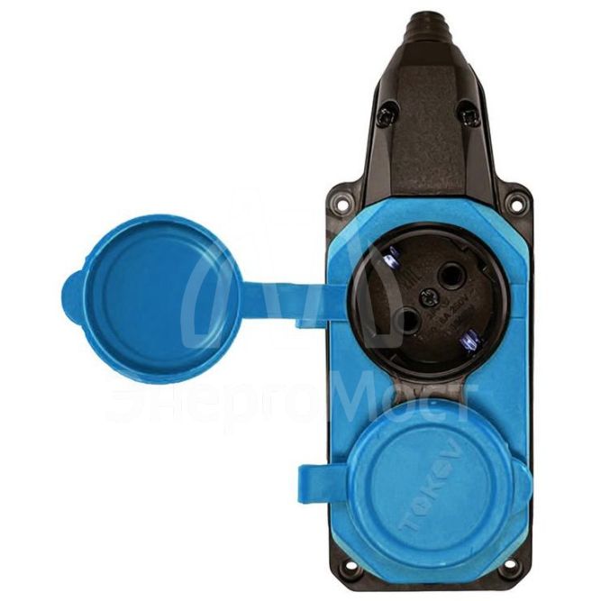 Колодка удлинителя 2-м с заземл. 16А IP44 каучук син. TOKOV TKE-C08-KK2-Z