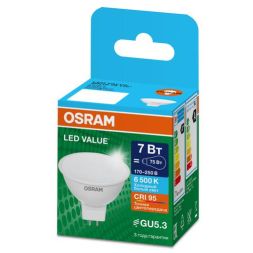 Лампа светодиодная LED G4 Value LVMR1675 7W/965 CRI95 7Вт 6500К 700лм рефлектор матов. GU5.3 170-250В OSRAM 4058075582842
